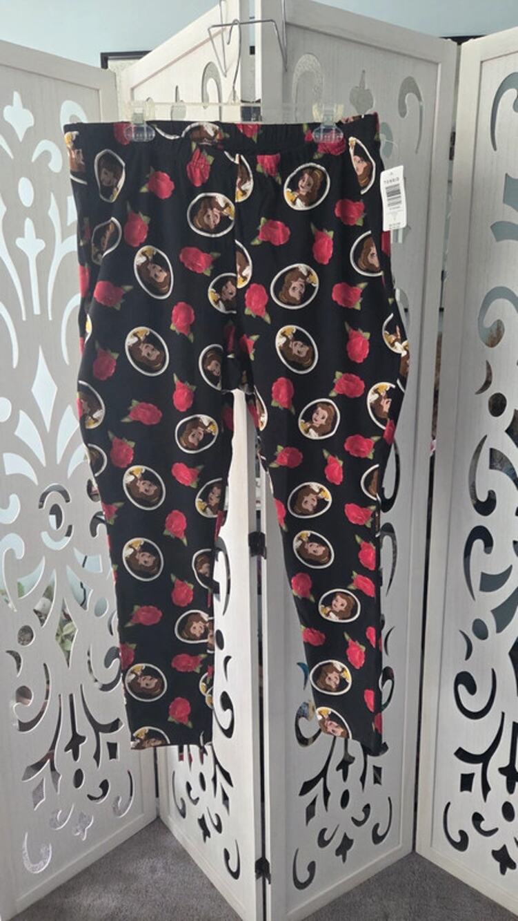 Disney Belle Roses Leggings Torrid Size 3 Plus Beauty Beast Stretch